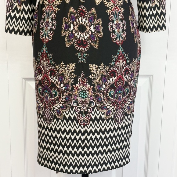 NWT DM Collection Black Multi Print Jeraldeen Jersey Shirt Dress 8 - Picture 16 of 16